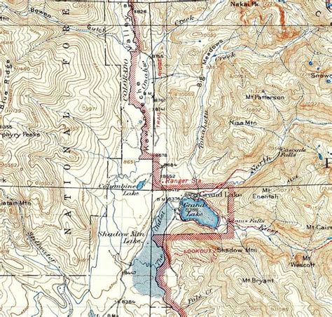 Topo Map Of Rocky Mountain National Park Colorado Etsy
