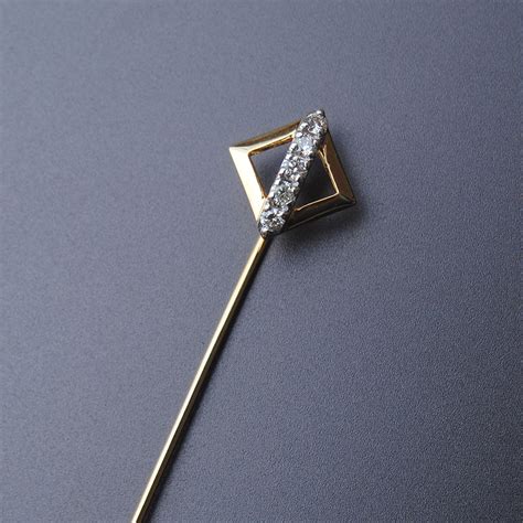 14k Gold Square And Diamond Lapel Stick Pin For Men P002 Abhika Jewels