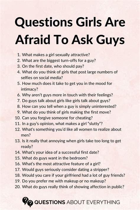 90 questions girls are afraid to ask guys fun questions to ask relationship advice intimate