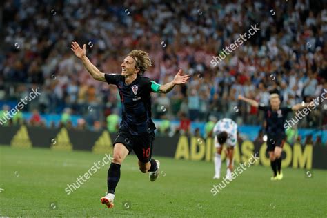 Croatias Luka Modric Celebrates Teammates After Editorial Stock Photo