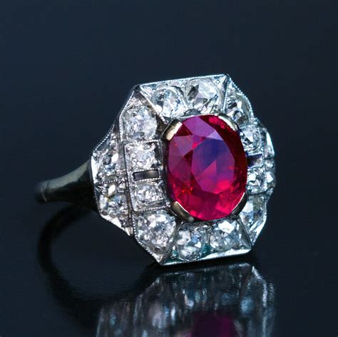Antique art deco ruby ring. Art Deco 2.60 Ct Burmese Ruby Diamond Engagement Ring ...