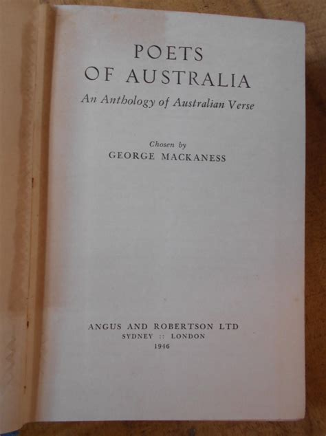 Poets Of Australia An Anthology Of Australian Verse By Ed Mackaness George Fair Hardcover