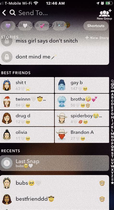 bestfriend list snapchat names snapchat friend emojis snap friends