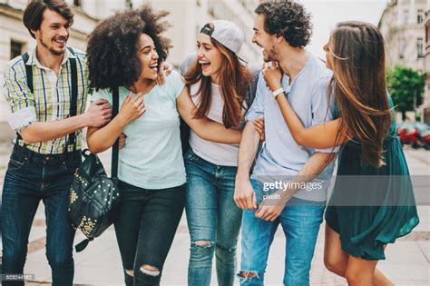 Group Of Mixed Race Friends Outdoors Stockfoto Getty Images