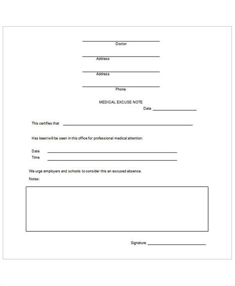 Hospital Note For Work Template Creative Design Templates