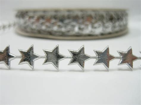 5 Yards Silver Star Trim Star Lace Metallic Ribbon Etsy