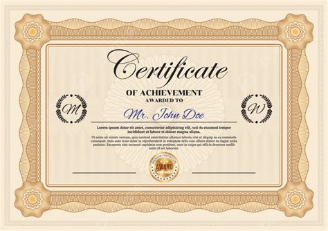 Certificate Of Achievement Vector Template Template Download On Pngtree