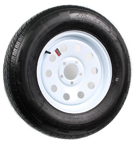 Radial Trailer Tire On Rim St20575r15 20575 15 15 5 Lug Wheel White