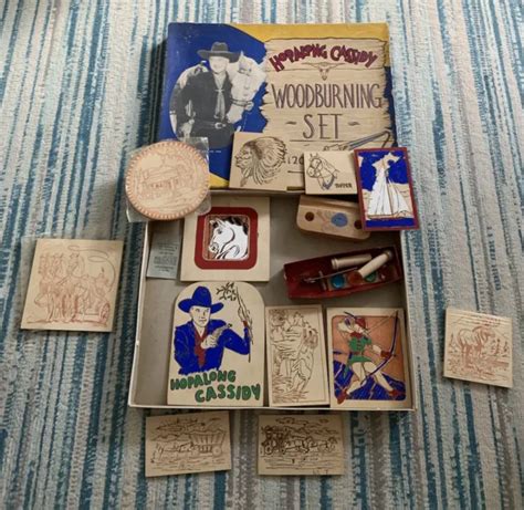 Vintage Hopalong Cassidy Woodburning Set 1950s Western In Original Box