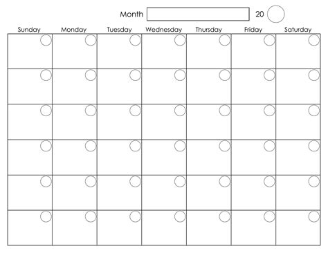 Printable Blank Monthly Calendar Activity Shelter Gambaran