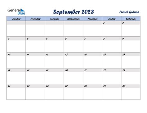 September 2023 Calendar With French Guiana Holidays