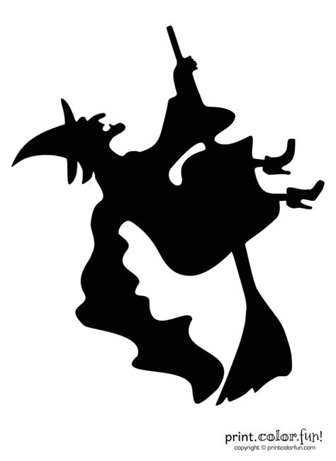 Pumpkin Carving Stencil Witch On A Broom Print Color Fun