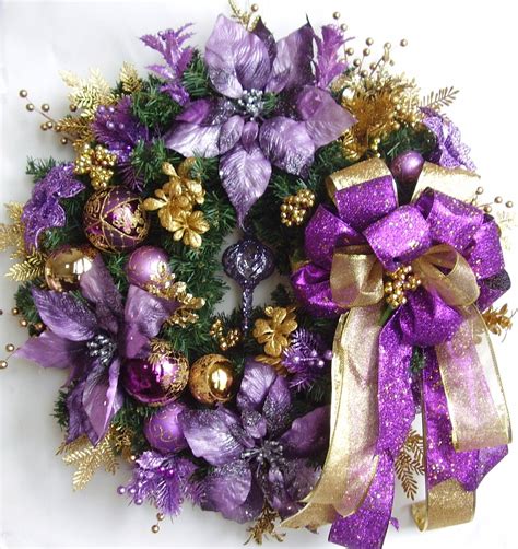 Christmas Purplegold Wreath Purple Christmas Decorations Purple