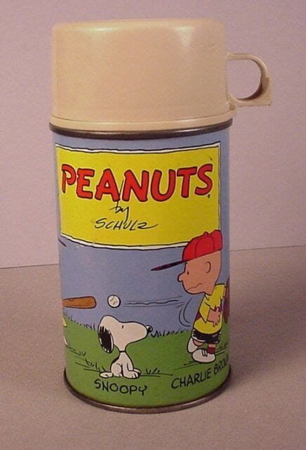 Vintage Peanuts Cartoon Metal Lunchbox Thermos 1959 Schulz Snoopy