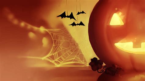free download wallpaper bats spider web fantasy pumpkin halloween 2560x1440 [2560x1440] for your