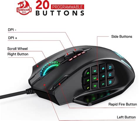 Redragon M908 Impact Rgb Led Mmo Gaming Mouse With 12 Side Buttons