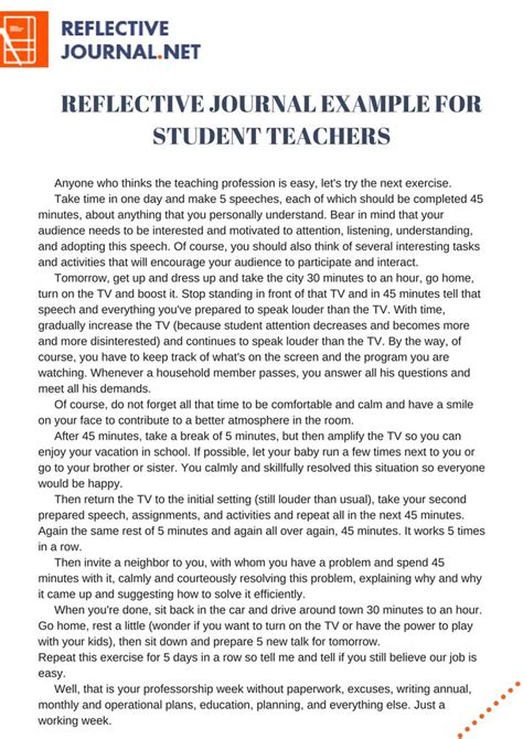 An Article About Reflective Journal For Student Teachers