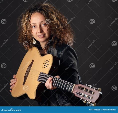 Pretty Female Guitarist Stock Photo Image Of Artist 87842556