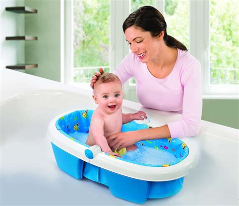 Newborn bath seats have a lower incline to rest newborns on their back while baby bath chairs are meant for older babies from about 6 months, who can sit up. Large Baby Bath Tub