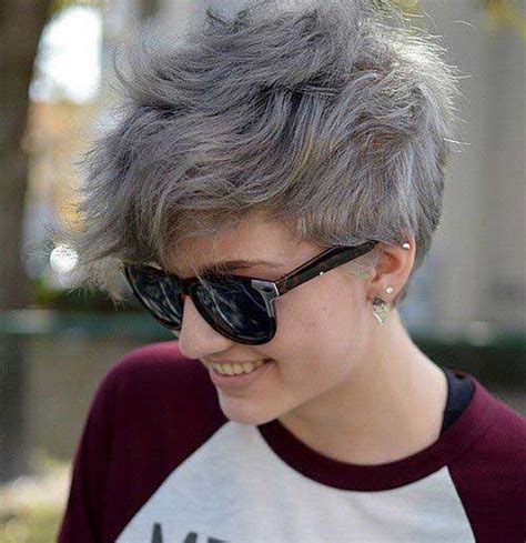 The hair has also been colored with a metallic grey shade. Pixie Cuts For Wavy Hair | The Best Short Hairstyles for Women 2016