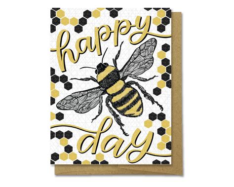 Happy Bee Day Card Birthday Card Bee Card B Day Card Etsy