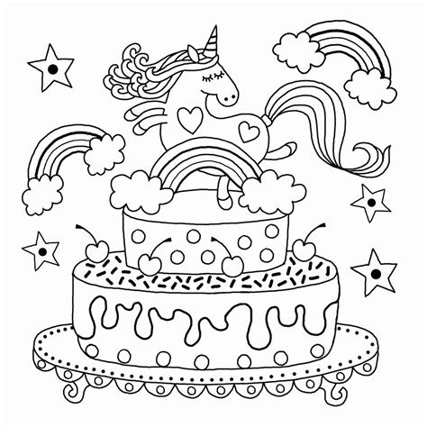 Unicorn Cake Coloring Page Coloring Home