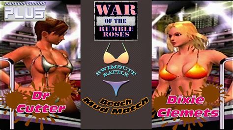 war of the rumble roses swimsuit battle beach mud match dr cutter vs dixie clemets rr youtube