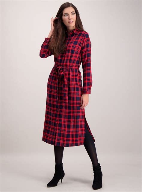 Stay Cozy And Stylish This Winter With Our Red Check Shirt Dress