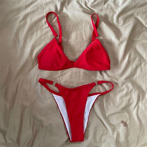 Red Triangle Bikini Set Womens Fashion Swimwear Bikinis And Swimsuits