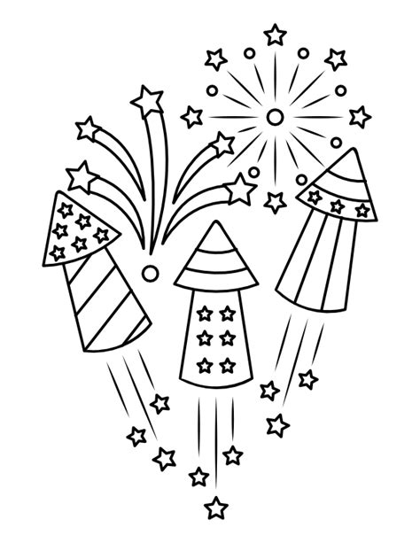 Printable Fourth Of July Fireworks Coloring Page