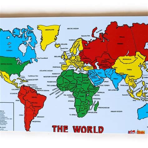 World Map Puzzle Naming The Countries And Their Geographical Etsy Canada