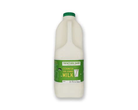 Cornish Semi Skimmed Green Top Milk 2ltrs Tresco Stores