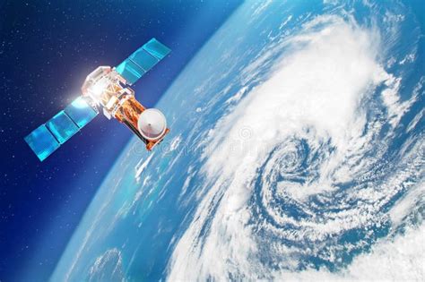 Satellite Above The Earth Makes Measurements Of The Weather Parameters