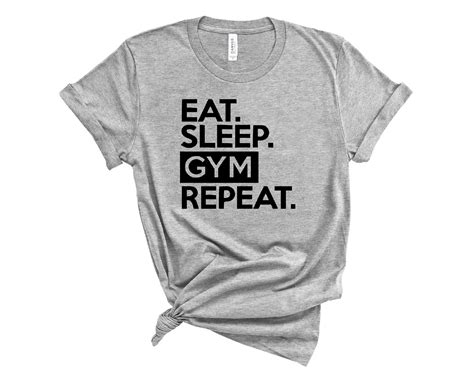 Gym Shirt Workout Tshirt Eat Sleep Gym Repeat Weight Lifter Etsy