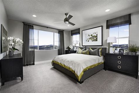 Master Bedroom In Gray And Gold Berkeley Model Home Mountain House
