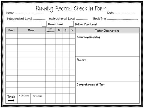 Free Printable Running Records