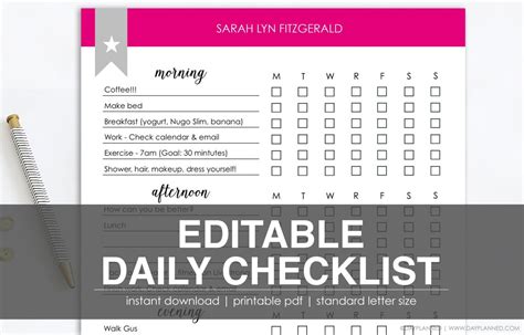 Editable Daily Checklist Printable Task List Instant Etsy Vrogue