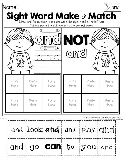 Sight Word Make A Match No Prep Packet Pre Primer Learning Sight