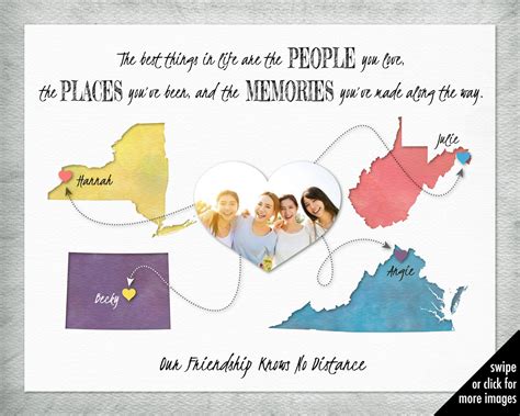 Custom Friend Map Ts 4 Places Friend Map With Photo Girls Etsy