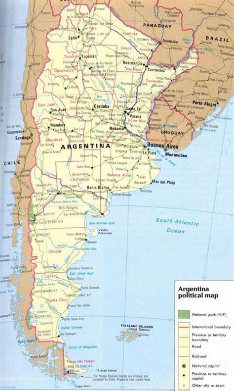 Large Political Map Of Argentina With Roads Argentina South America