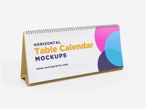 Horizontal Table Calendar Mockups Smashmockup