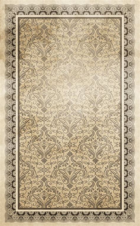 Old Paper Background With Vintage Border And Patterns Stock Photo