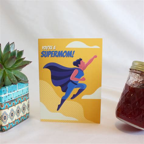 Super Mom Mothers Day Greeting Card Etsy
