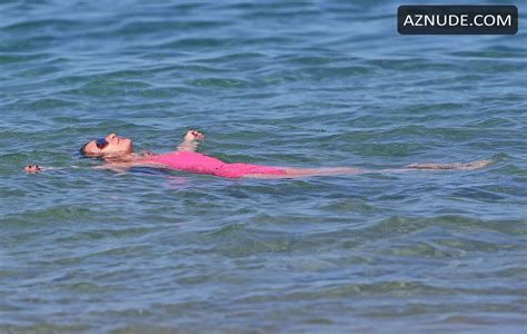 Lea Michele Sexy Pink Swimsuit At A Beach In Hawaii Aznude