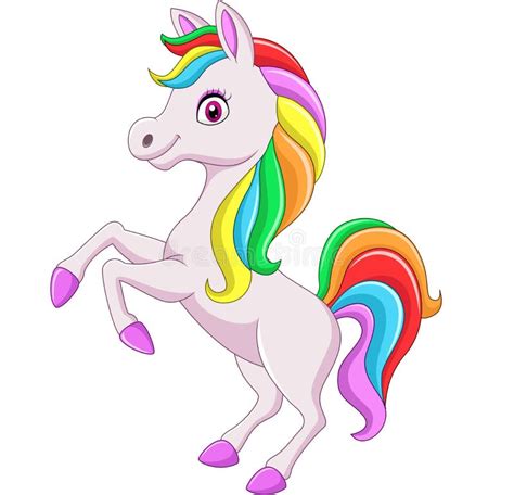 Cartoon Rainbow Horse Isolated On White Background Stock Vector