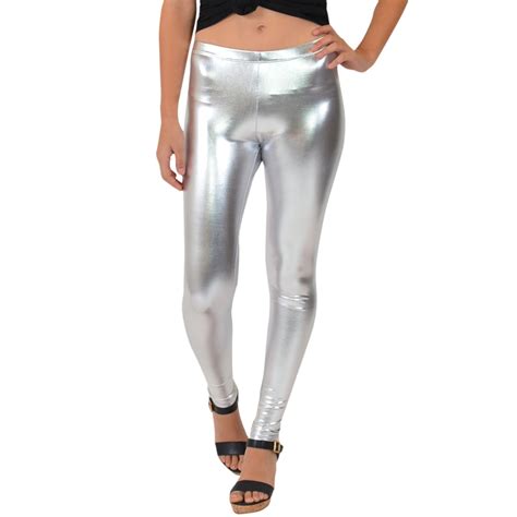 Teamwear Metallic Leggings Medium Adult 4 6 Metallic Silver