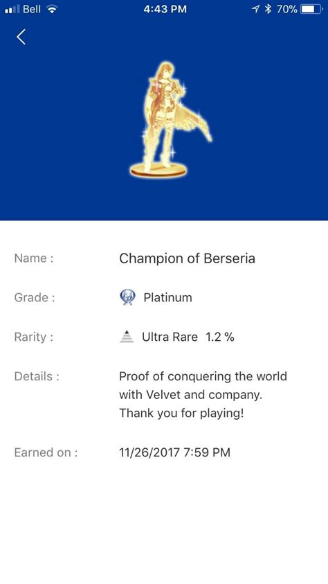 We did not find results for: Tales of Berseria Platinum #6. Totally worth the time and effort spent! Slowly checking off my ...