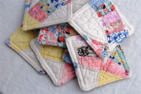 Using Vintage Quilts That Are Not Repairable To Make Coasters Old
