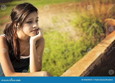 Young Woman Thinking Stock Photo Image Of Outdoor Loneliness 84669654