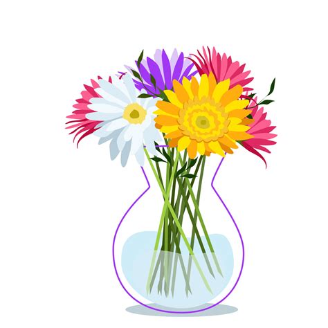 Beautiful Flowers In A Glass Vase Vector Art At Vecteezy